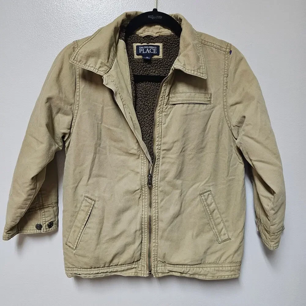 Kids The Childrens Place Sherpa Lined Work Jacket Size 7/8